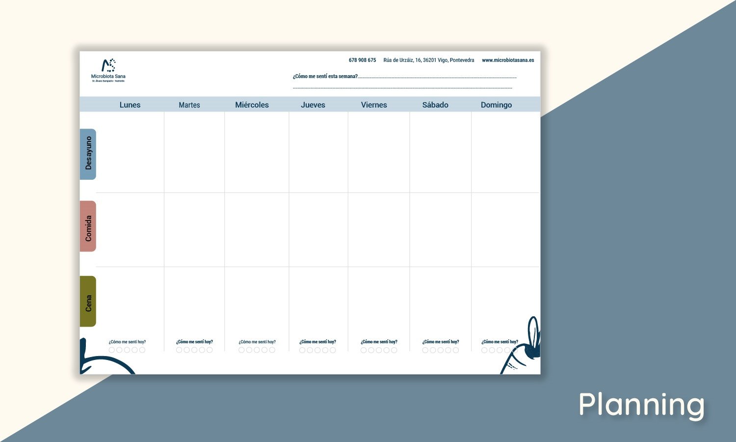 imagen del planning semanal de microbiota sana
