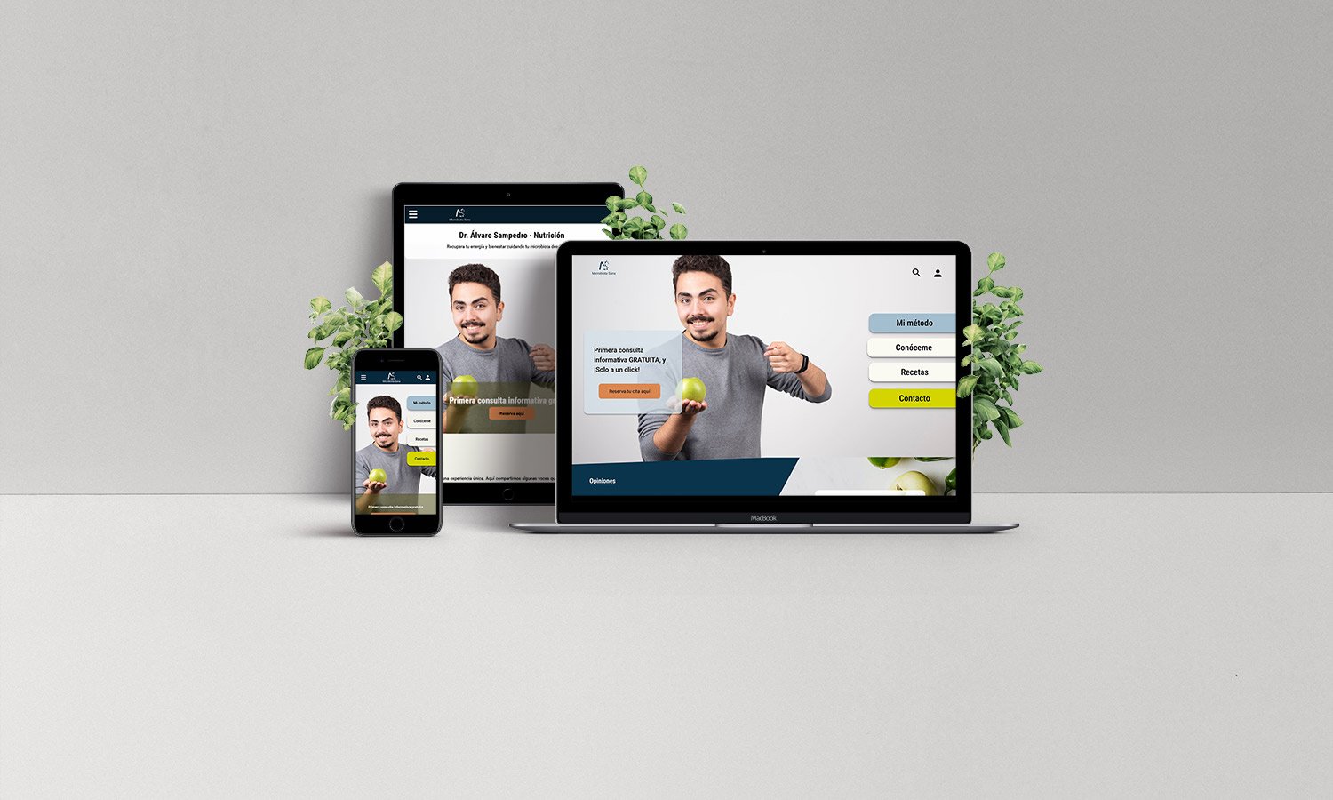 imagen del montaje del diseño web responsive de microbiota sana