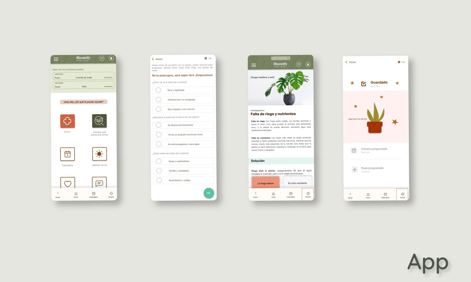 imagen de las pantallas de la app de Bloomify
