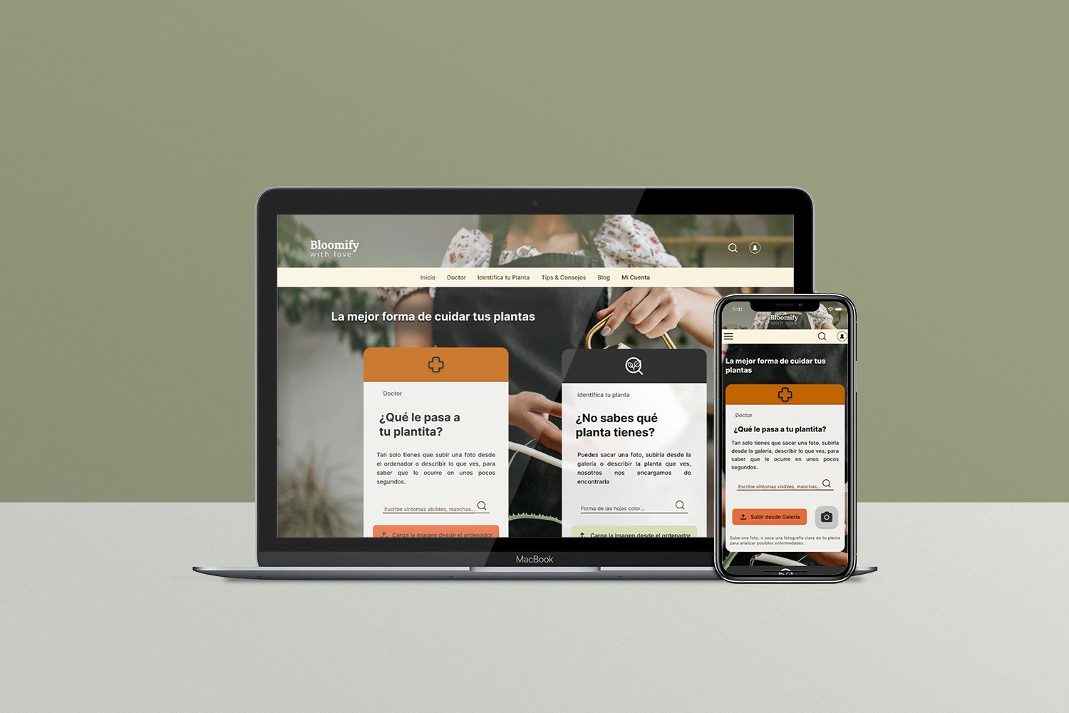 imagen de un móvil y un portátil con la web de Bloomify