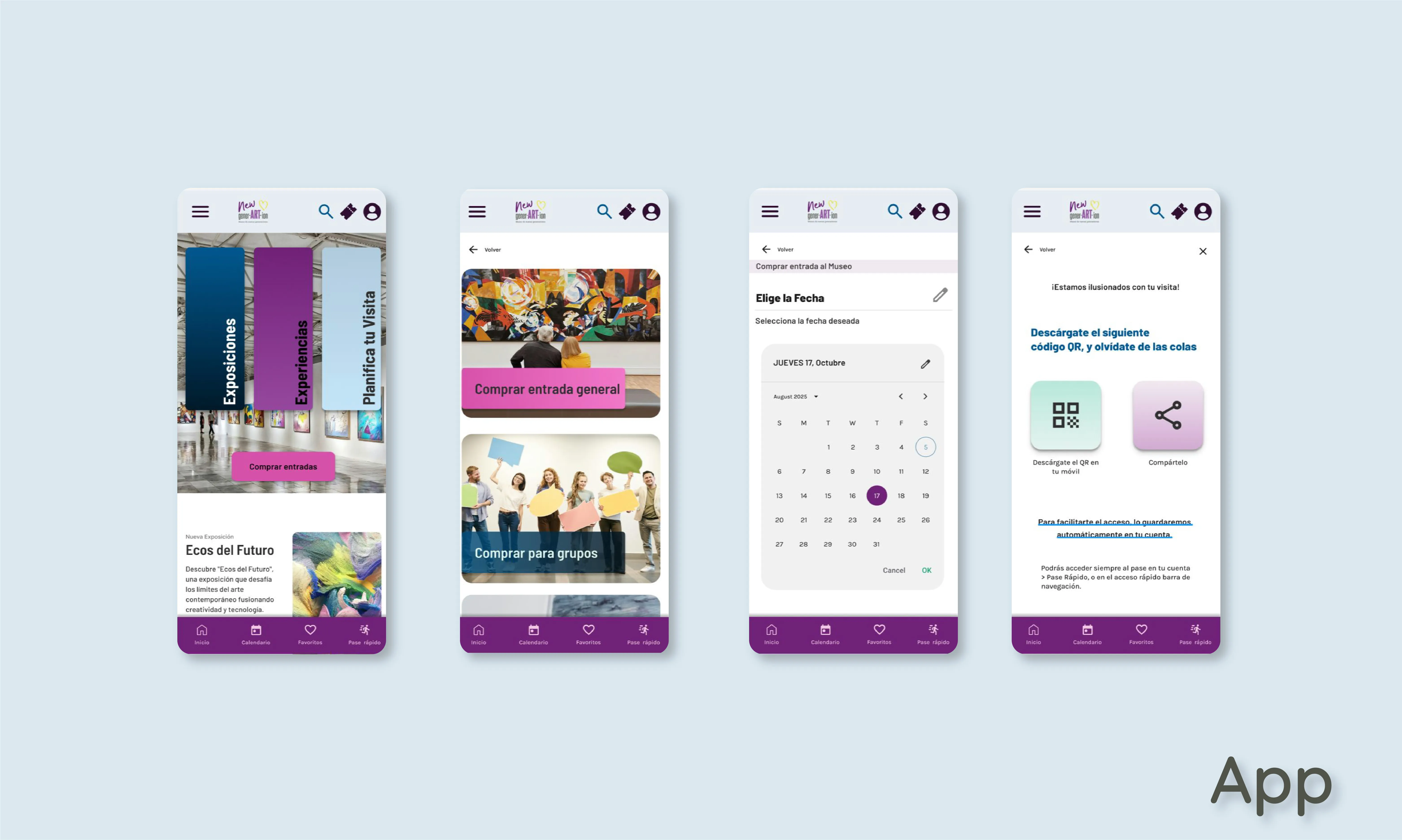 imagen de las pantallas de la app de New gener-ART-ion