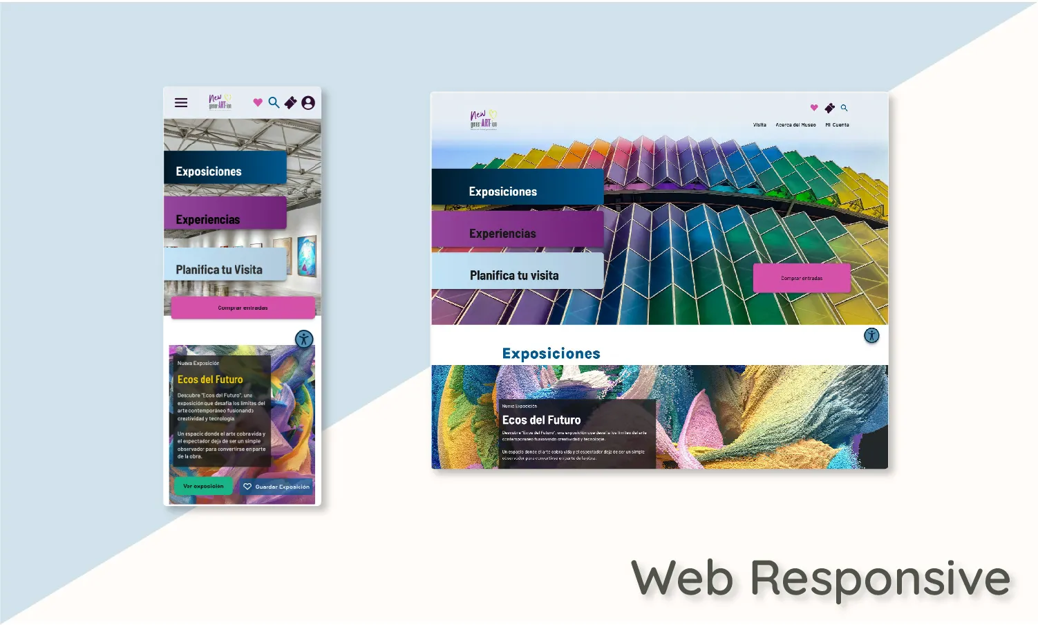 imagen de un portátil y un móvil con la web de New gener-ART-ion